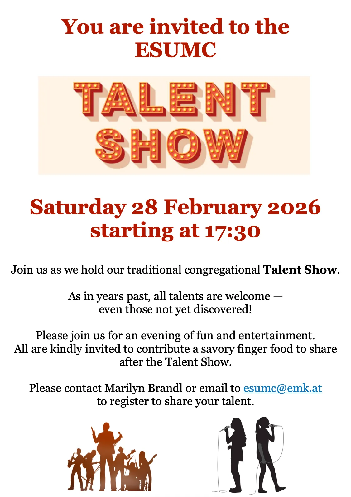 We Celebrate the Talents of ESUMC!