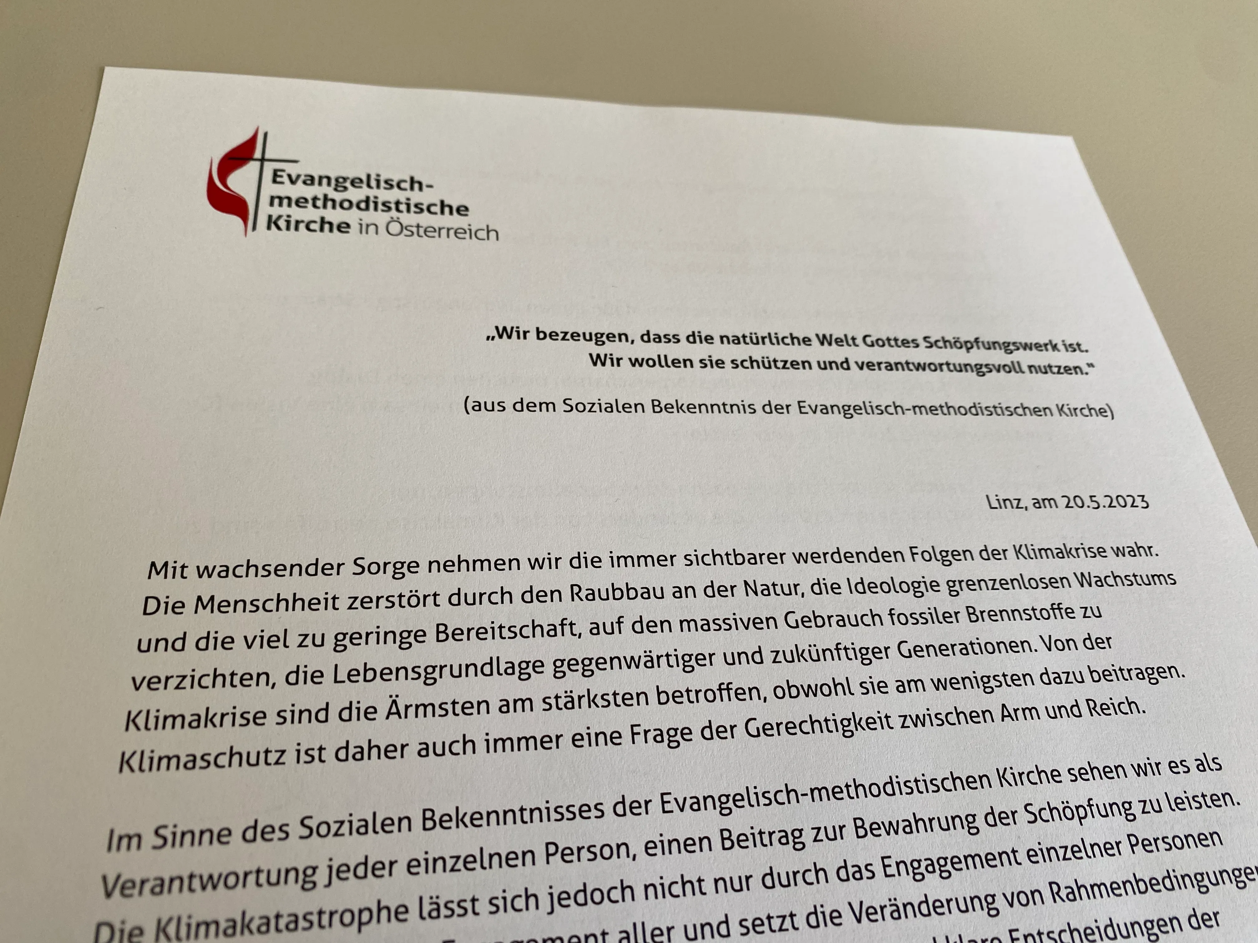 Resolution: Klimaschutz ernst nehmen